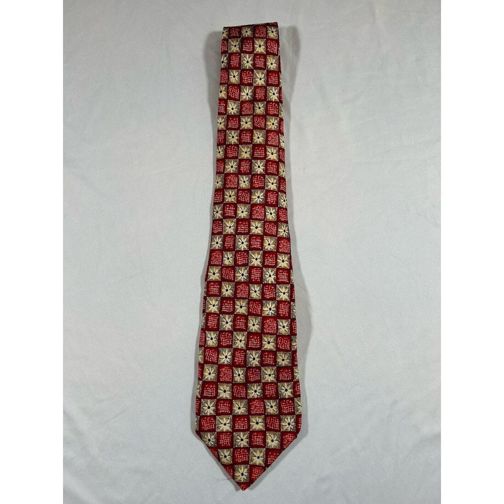 Vintage Robert Talbott Studio Geometric Daisy 100%Silk Tie Hand Sewn Made In USA
